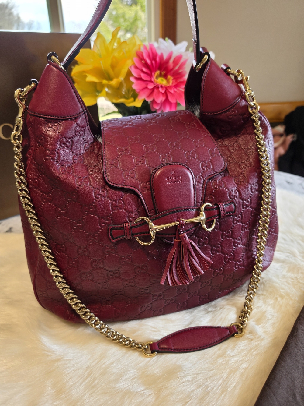 Gucci Emily Red Guccisima Leather Shoulder Bag
